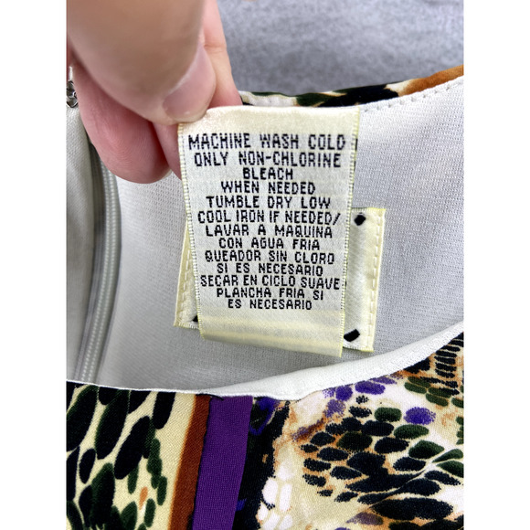 ICE Dress Womens Size 14 Brown Animal Print Multicolor Sleeveless Lined Contrast - Picture 8 of 11